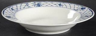 Sango Dynasty Rim Soup Bowl, Fine China Dinnerware   Blue Lattice/Floral & Butte