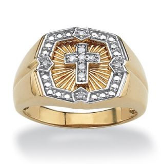 Palm Beach Jewelry Mens Sterling Silver Round Diamond Cross Ring