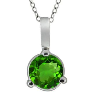 0.50 Ct Round Green SI1/SI2 Chrome Diopside 18K White Gold Pendant Jewelry