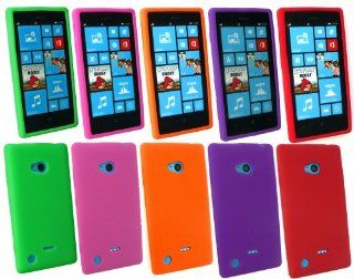 Emartbuy Nokia Lumia 720 Bundle Pack of 5 Silicon Skin Cover/Case Purple, Green, Pink, Orange & Red Cell Phones & Accessories