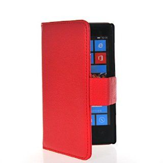 KCASE Litchi Skin Wallet Card Holder Pouch Flip Leather Stand Case Cover For Nokia Lumia 720 Red Cell Phones & Accessories