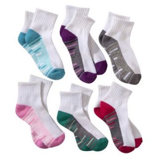 Circo Girls 6 Pack Multi Striped Ankle Socks   Assorted Colors 3 10