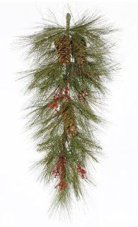 30" Long Needle Jackson Pine & Berries Artificial Christmas Teardrop Swag  Unlit   Christmas Garlands