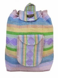 No Bad Days Baja Backpack Ethnic Woven Mexican Bag   Pastel Pink MultiColor   Medium Clothing