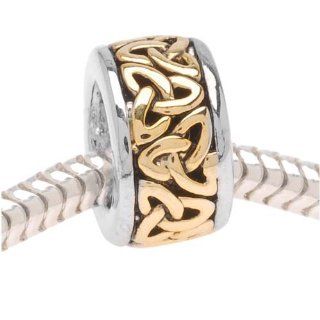 Beadaholique Trinity Celtic Knot on Silver Tone Bead, Fits Pandora, 22K Gold Plated