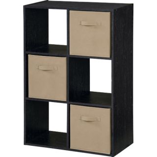 Storage Cubby 3 Shelf Bookcase with 3 Fabric Bins