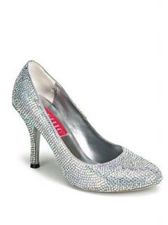 Silver Iridescent Rhinestone High Heel Pump   7 Shoes