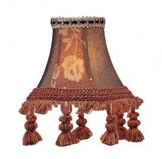 Livex S124 Chandelier Shade Burgundy Floral Bell Clip Shade with Tassels   Lampshades  