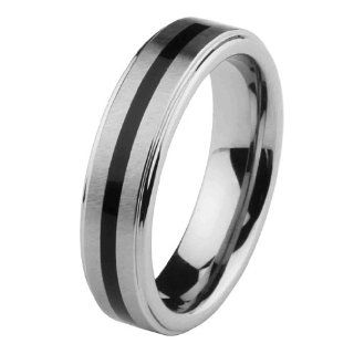6mm Rubber Inlay Cobalt Free Tungsten Carbide COMFORT FIT Wedding Band Ring for Men and Women (Size 5 to 15) GoldenMine Jewelry