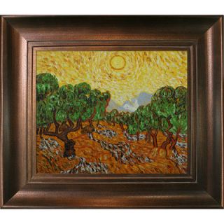 Tori Home Van Gogh Olive Trees with Yellow Sun and Sky Hand Painted