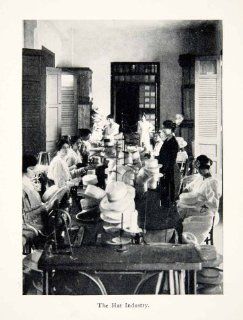 1926 Print Panama Hats Factory Workers Victorian Women Puerto Rico Industry Job   Original Halftone Print  