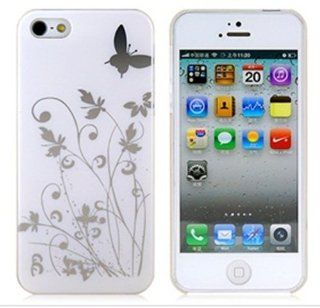 Butterfly Pattern Plastic Case for Iphone 5 (White) Cell Phones & Accessories