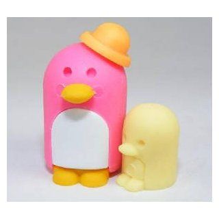 Penguin, Pink Mom Yellow Baby Japanese Erasers. 2 Pack Toys & Games
