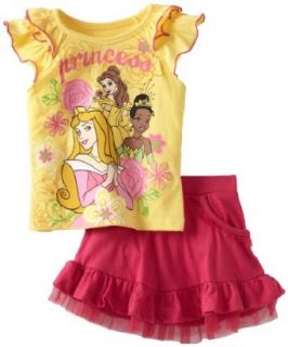 Disney Girls 2 6X 2 Piece Knit Pullover and Divided Skirt with Attached Short Clothing