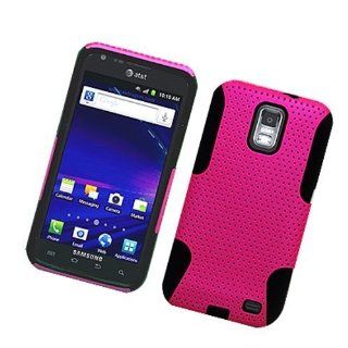 Dual Layer Mesh Design Pink/Black Snap On Protector Case for Samsung Galaxy S II / S2 Skyrocket (AT&T Model SGH i727 Only) + 4.5 Inches Lens/Screen Cleaning Cloth Cell Phones & Accessories