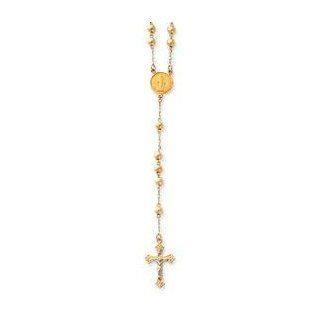 Rosary Necklace in 14k Two tone Gold Jewelry