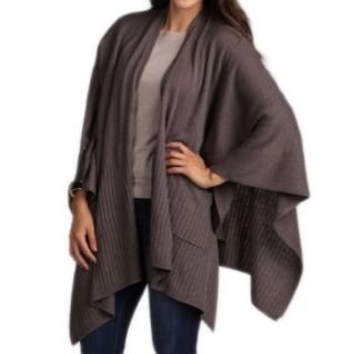 Taleen Knitted Poncho Cape Shawl Wrap with Pockets, 3 Colors (slate) Pashmina Shawls