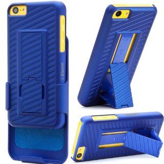 i BLASON Apple iPhone 5C Transformer Hard Shell Case Holster Combo with Kickstand and Locking Belt Swivel Clip 4G LTE (Fits AT&T, Sprint, Verizon, T Mobile) (Blue) Cell Phones & Accessories