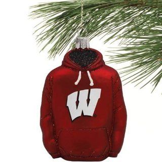 NCAA Wisconsin Badgers Glass Hoodie Ornament   Sports Fan Sweatshirts