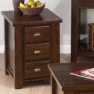 Jofran 731 8 Urban Lodge Chairside Table W/ 3 Drawers In Brown   Coffee Tables