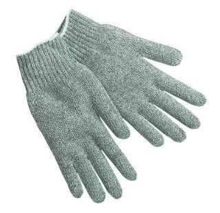 MCR Safety 9637LM Regular Weight Cotton/Polyester Blend 7 Gauge Gloves with White Hem Cuff, Gray, Large   Work Gloves  