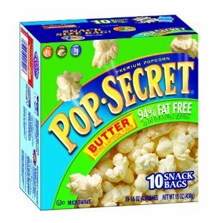 Pop Secret Snack Size 94% Fat Free Butter, Microwavable Popcorn, 10 Count, 15 Ounce Box (Pack of 3)  Low Fat Microwave Popcorn  Grocery & Gourmet Food