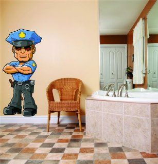 PRESCHOOL CLASSROOM Cartoon Character Cop Police Officer NYPD Boy Girl Kid Children Sticker Mural Vinyl Wall   Best Selling Cling Transfer Decal Color 753 Size  20 Inches X 60 Inches   22 Colors Available   Wall Decor Stickers