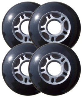Black / Silver Inline Skate Wheels 76mm 82a 4 Pack  Inline Skate Replacement Wheels  Sports & Outdoors