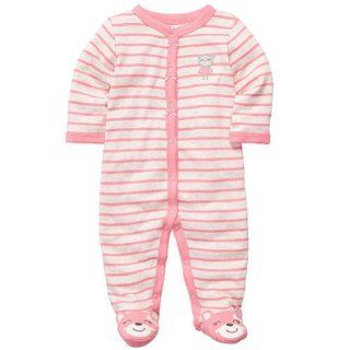 Carter's Girls Embroidered Striped Bear Sleep N' Play with Applique and Foot Art   Size Newborn  Other Products  