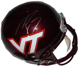 Michael Vick Virginia Tech Hokies Autographed Full Size Deluxe Replica Helmet  Sports Related Collectibles  Sports & Outdoors