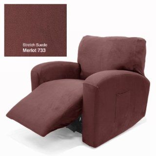 Recliner Chair Cover Stretch Suede Merlot 733   Slipcover