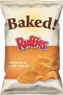 Baked Ruffles Cheddar & Sour Cream Flavored Potato Crisps, 7.625oz Bags (8 Pack)  Potato Chips  Grocery & Gourmet Food