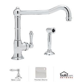 Rohl A3650/11LMWSAPC 2 Cinquanta Kitchen Faucet in Polished Chrome with Side Spray and Metal Lever Hand, Polished Chrome   Touch On Kitchen Sink Faucets  