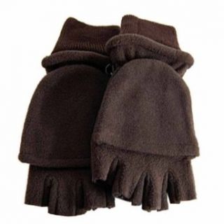 Luxury Divas Brown Fleece Half Finger Pocket Mitten Gloves at  Mens Clothing store