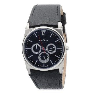 Skagen Men's 759LSLB1 Black Dial Chronograph With Black Leather Band Watch Skagen Watches