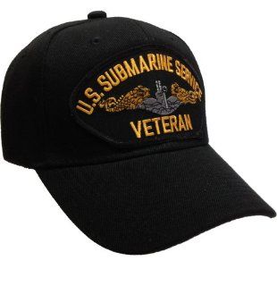 U.S. Submarine Service Veteran Ball Cap Hat Silver and Gold   Black Hat 
