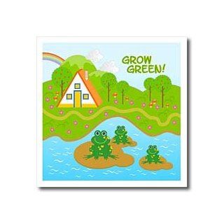 ht_125878_3 Belinha Fernandes   Grow Green Kids   Grow green message and frogs in the pond   Iron on Heat Transfers   10x10 Iron on Heat Transfer for White Material Patio, Lawn & Garden