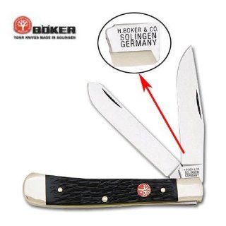 Boker Black Derlin Trapper Folder Knife With H. Boker Tang Stamp? ?  Folding Camping Knives  Sports & Outdoors