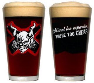 Stone Brewing Arrogant Bastard Ale "You're Too Cheap" Glass Two Pack Beer Glasses Kitchen & Dining