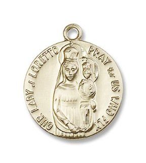 14kt Gold Our Lady of Loretto Medal 3/4 x 5/8 inch Patroness of Aviators Medal Jewelry