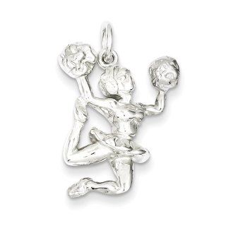 Sterling Silver Cheerleader Charm Bead Charms Jewelry