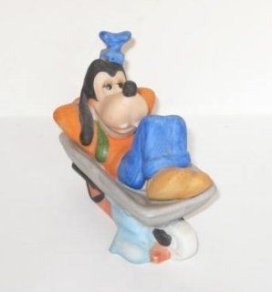 Vintage Walt Disney Productions Goofy Figurine ~ Goofy Loafing in a Wheel Barrow  Collectible Figurines  