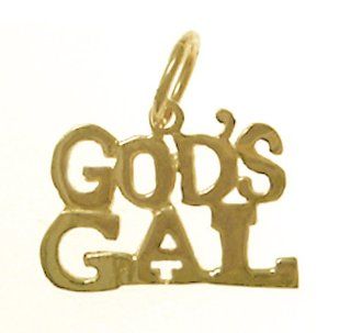 "GOD'S GAL" Saying Pendant, #769 15, Solid 14k Gold Jewelry