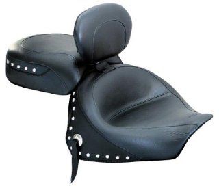 Mustang Studded Two Piece Wide Touring Seat with Driver Backrest for Kawasaki 2003 2008 Vulcan 1600 Classic & 2005 2008 Nomad Models Automotive