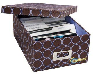 Creative Options Soft Sided 700 751 11 1/4 Inch L by 8 1/8 Inch W by 4 1/2 Inch H Photo Organizer File Box Chocolate with Periwinkle Circles