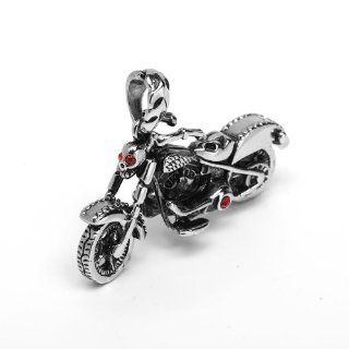 Stainless Steel Gothic Skull Motorcycle Pendant Adjustable Necklace Chain Necklaces Jewelry