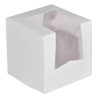 Southern Champion Tray 23033 Paperboard White Lock Corner Window Bakery Box, 4" Length x 4" Width x 4" Height (Case of 200)