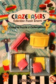 Collectible Puzzle Erasers   4 Pieces Furniture TV room Set   Take Apart Erasers Toys & Games