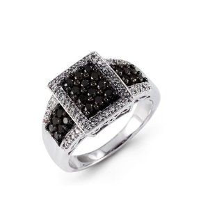 14k White Gold Black 0.75 Ct Round Diamond Fashion Ring Jewelry