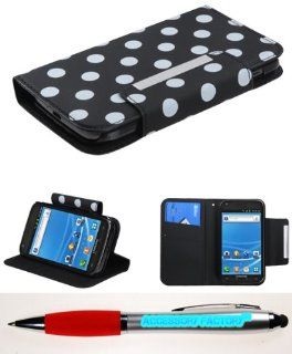 Accessory Factory(TM) Bundle (the item, 2in1 Stylus Point Pen) SAMSUNG T989 (Galaxy S II) White Polka Dots Black Frosted Book Style MyJacket Wallet (with card slot) (755) (with Package) Cell Phones & Accessories